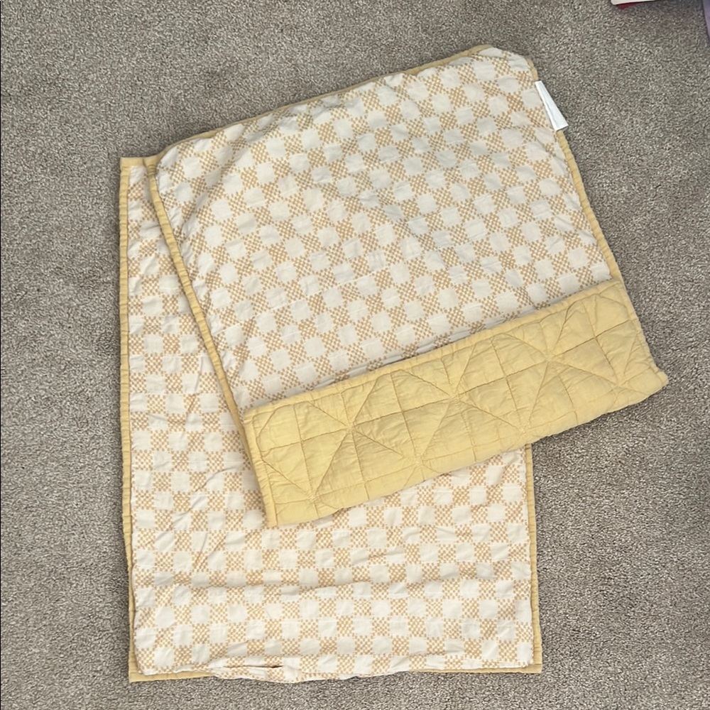 West Elm Elegant Yellow and Cream Quilted Pillow Cases (2)